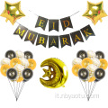 Eid Mubarak Decoration Kit Eid Letter Banner Stamping Balloons Balloons Moon Star Alluminio Follo palloncini Clear Colla coriandoli